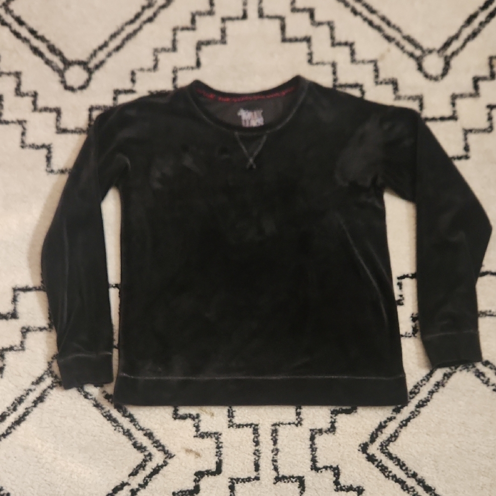 EUC Muk Luks Women's Black Velour Crewneck Sweater SZ S